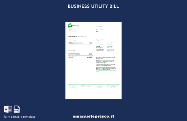 modello di fattura aziendale Ovo Energy in stile verificato